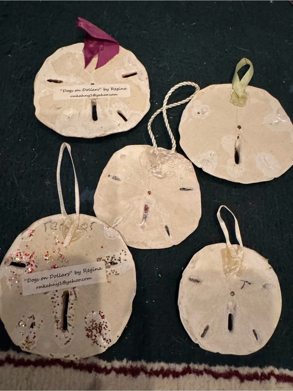 Hand-crafted Dog real Sand Dollar Ornaments - Beige